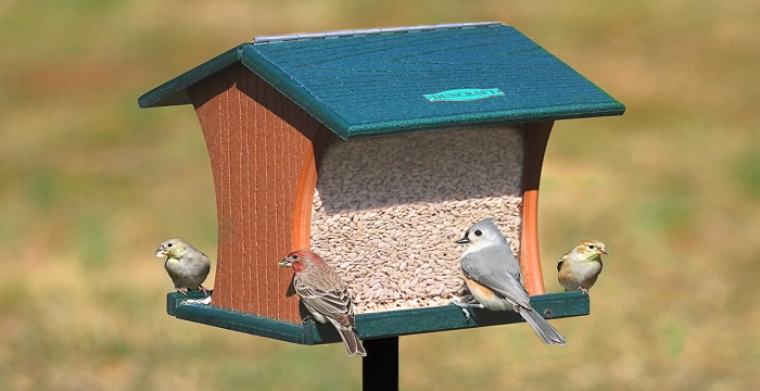 Handmade Wood Hopper Bird Feeders